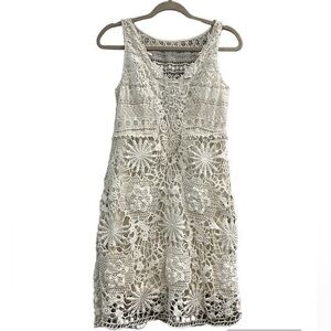 Yoana Baraschi Lace Dress / Size 10 / Cream Color Lace / Cotton